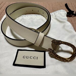 Gucci Dionysus Belt White with Brass Hardware